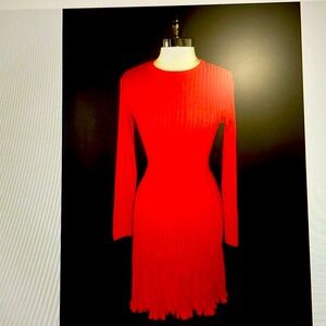 Excellent condition Coldwater Creek ribbed sweater dress size petite small RED!